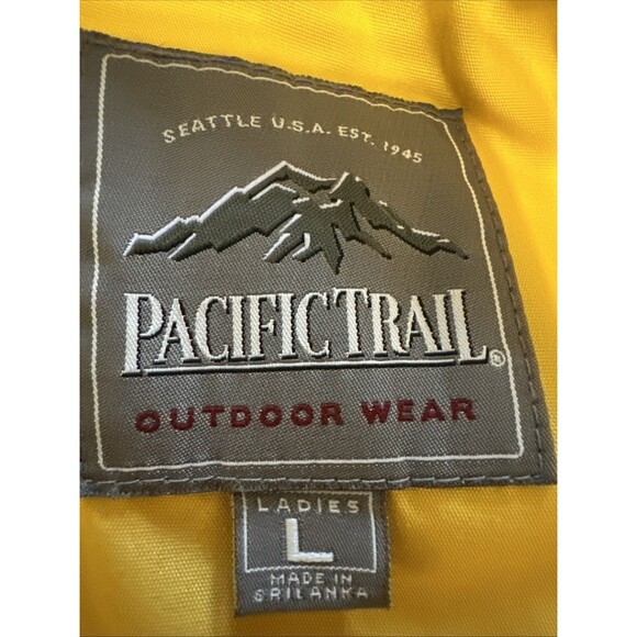 Pacific Trail Women L Outdoor Wear Wind Breaker Rain Coat Hooded Jacket Yellow - Picture 5 of 16